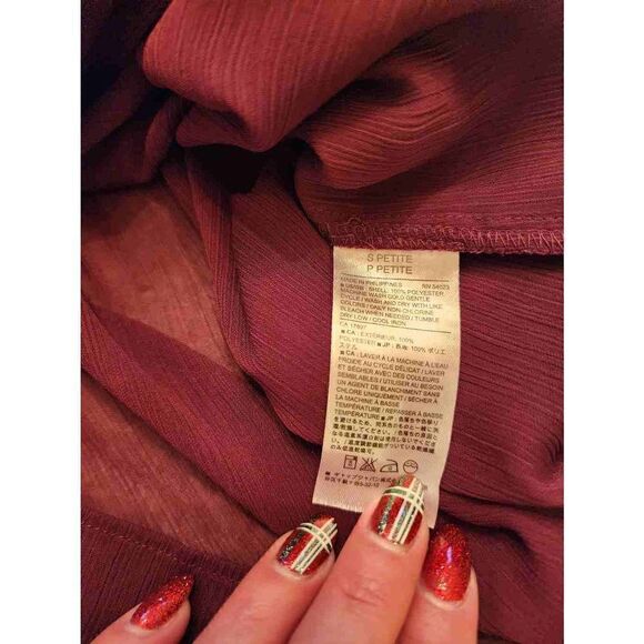 Banana Republic drapey v-neck short sleeve sheer top size petite small - Picture 6 of 7